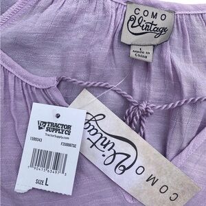 Como vintage tractor supply blouse size large women’s tie front